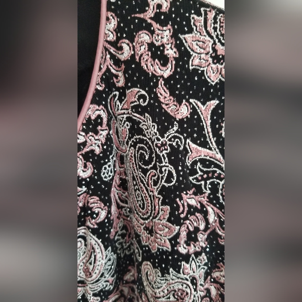 Women's Alex Evenings cropped bolero jacket Sz10P black mauve and sparkles - Picture 6 of 11